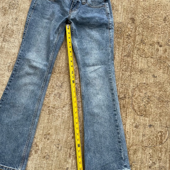 Ultra Low Rise Blue Flare Jeans for Women - Picture 8 of 10